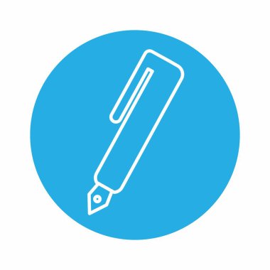 Dolma Kaleminin Simge Vektörü - Mavi Tek Renk Biçimi - basit illüstrasyon. Düzenlenebilir felç. Tasarım şablonu vektörü. Tasarım biçimi tasarımı. Vektör grafik illüstrasyonu