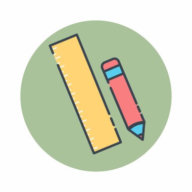 Kalem Cetvelinin Simge Vektörü - Satır Kesimi Biçimi - basit illüstrasyon. Düzenlenebilir felç. Tasarım şablonu vektörü. Tasarım biçimi tasarımı. Vektör grafik illüstrasyonu