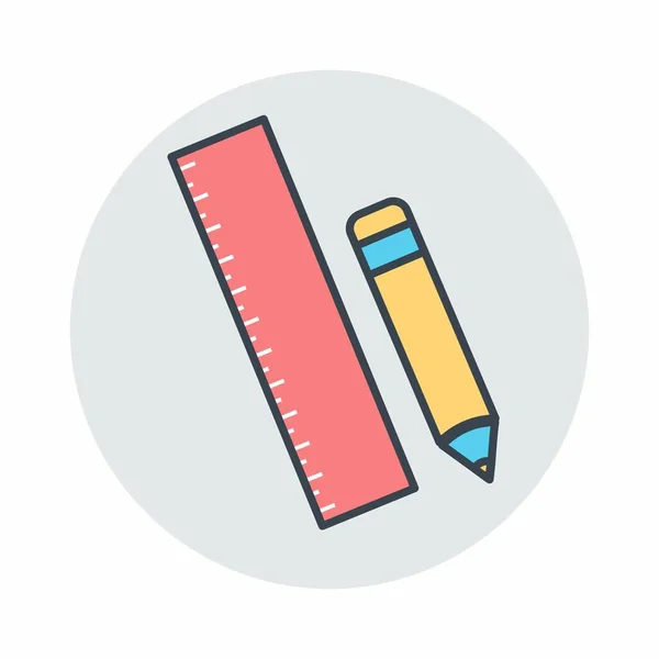 Icon Vector Pencil Ruler Color Mate Style Ilustração Simples Avc — Vetor de Stock