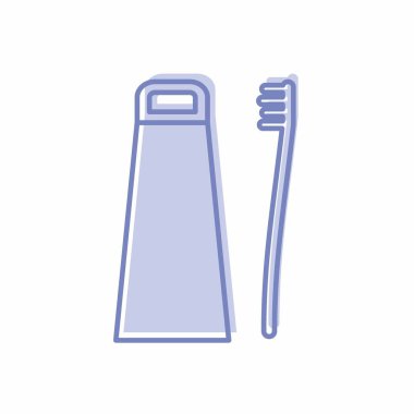 Diş fırçası ve diş macununun vektör grafiği - Mavi İkizler Biçimi