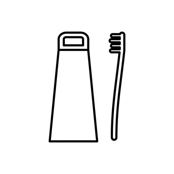 Vector Graphic Οδοντόβουρτσα Και Οδοντόκρεμα Line Style Απλή Απεικόνιση Επεξεργάσιμο — Διανυσματικό Αρχείο