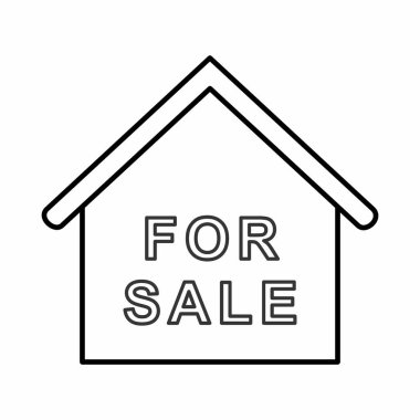 Satılık Ev 'in Vektör Grafiği - Satır Stili - basit illüstrasyon. Düzenlenebilir felç. Tasarım şablonu vektörü. Tasarım biçimi tasarımı. Vektör grafik illüstrasyonu