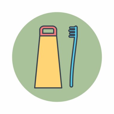 Diş fırçası ve diş macununun vektör grafiği - Renk Eşi Biçimi - basit illüstrasyon. Düzenlenebilir felç. Tasarım şablonu vektörü. Tasarım biçimi tasarımı. Vektör grafik illüstrasyonu
