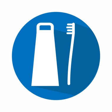 Diş fırçası ve diş macununun vektör grafiği - Düz Biçim - basit illüstrasyon. Düzenlenebilir felç. Tasarım şablonu vektörü. Tasarım biçimi tasarımı. Vektör grafik illüstrasyonu