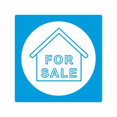 Satılık Ev 'in Vektör Grafiği - Beyaz Ay Stili - basit bir illüstrasyon. Düzenlenebilir felç. Tasarım şablonu vektörü. Tasarım biçimi tasarımı. Vektör grafik illüstrasyonu