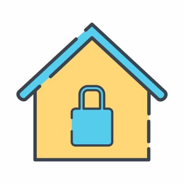 Güvenli Ev 'in Vektör Grafiği - Satır Kesimi Biçimi - basit bir illüstrasyon. Düzenlenebilir felç. Tasarım şablonu vektörü. Tasarım biçimi tasarımı. Vektör grafik illüstrasyonu