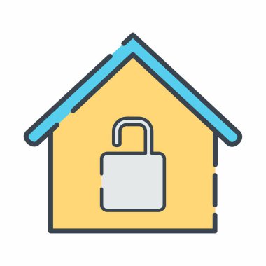 Kilitlenmemiş Ev 'in Vektör Grafiği - Satır Kesimi Biçimi - basit bir illüstrasyon. Düzenlenebilir felç. Tasarım şablonu vektörü. Tasarım biçimi tasarımı. Vektör grafik illüstrasyonu