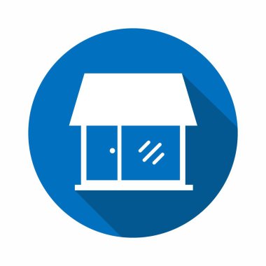 Mağazanın Vektör Grafiği - Düz Stil - basit illüstrasyon. Düzenlenebilir felç. Tasarım şablonu vektörü. Tasarım biçimi tasarımı. Vektör grafik illüstrasyonu