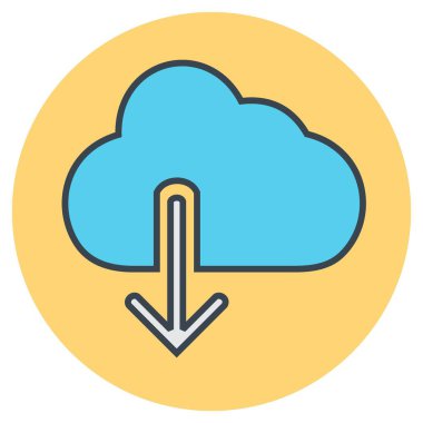 Aşağı doğru ok ile Bulutun Simge Vektörü - Doğrusal Renk Biçimi - basit illüstrasyon. Düzenlenebilir felç. Tasarım şablonu vektörü. Tasarım biçimi tasarımı. Vektör grafik illüstrasyonu