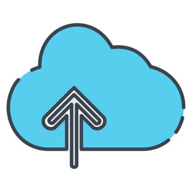 Yukarı doğru ok ile Bulutun Simge Vektörü - Çizgi Kesimi Biçimi - basit illüstrasyon. Düzenlenebilir felç. Tasarım şablonu vektörü. Tasarım biçimi tasarımı. Vektör grafik illüstrasyonu