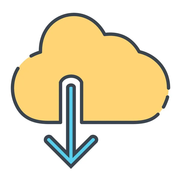 Icona Vettoriale Del Cloud Con Freccia Verso Basso Stile Taglio — Vettoriale Stock