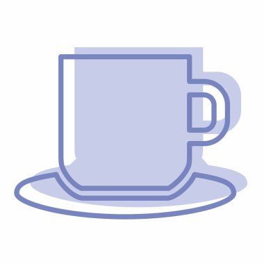 Kahve fincanı I - İki Ton Biçimi - Basit illüstrasyon, Düzenlenebilir vuruş, Tasarım şablonu vektörü, baskılar, posterler, reklamlar, duyurular, bilgi grafikleri vs..