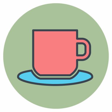 Kahve fincanının simge vektörü - Renk Mat Biçimi - Basit illüstrasyon, düzenlenebilir felç, tasarım şablonu vektörü, baskılar, posterler, reklamlar, duyurular, bilgi grafikleri, vs..