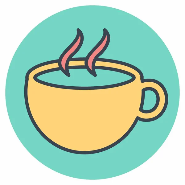 Icon Vector Hot Coffee Color Mate Style Einfache Illustration Editierbarer — Stockvektor