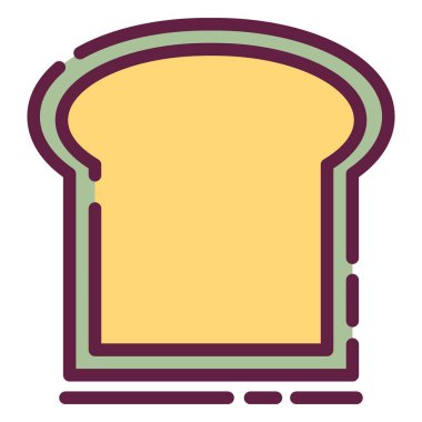 Tost Simgesi Vektörü - Satır Kesimi Biçimi - Basit illüstrasyon, Düzenlenebilir vuruş, Tasarım şablonu vektörü, baskılar, posterler, reklamlar, duyurular, bilgi grafikleri vs..