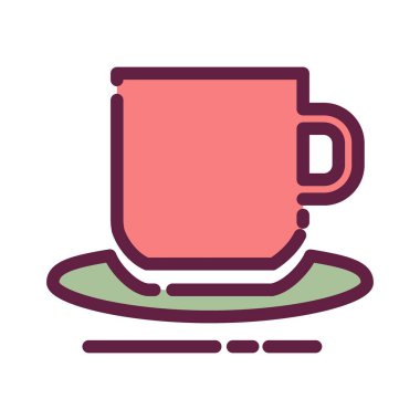 Kahve kupası I - Satır Kesimi Biçimi - Basit illüstrasyon, Düzenlenebilir vuruş, Tasarım şablonu vektörü, baskılar, posterler, reklamlar, duyurular, bilgi grafikleri vs..