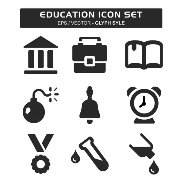 Set Icon Vector Education Glyph Style Einfache Illustration Editierbarer Strich — Stockvektor