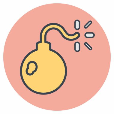 Bomba Simge Vektörü - Renk Eşleştirme Biçimi - Basit illüstrasyon, Düzenlenebilir vuruş, Tasarım şablonu vektörü, baskılar, posterler, reklamlar, duyurular, bilgi grafikleri vs..