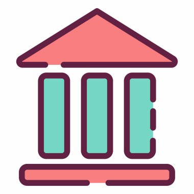 Binanın Simge Vektörü - Satır Kesimi Biçimi - Basit illüstrasyon, Düzenlenebilir vuruş, Tasarım şablonu vektörü, baskılar, posterler, reklamlar, duyurular, bilgi grafikleri vs..