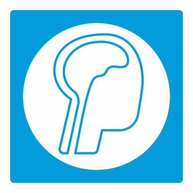 Beyin 2 - Beyaz Ay Biçimi - Basit illüstrasyon, Düzenlenebilir vuruş, Tasarım şablonu vektörü, baskılar, posterler, reklamlar, duyurular, bilgi grafikleri vs..