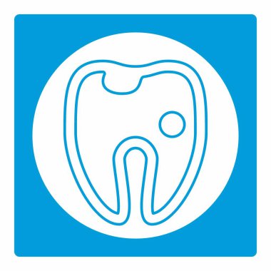 Boş Diş Simgesi - Beyaz Ay Biçimi - Basit illüstrasyon, Düzenlenebilir vuruş, Tasarım şablonu vektörü, baskılar, posterler, reklamlar, duyurular, bilgi grafikleri, vs..