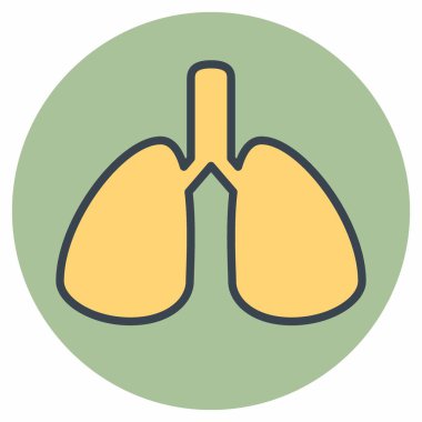 Ciğerlerin Simge Vektörü - Renk Eşi Biçimi - Basit illüstrasyon, Düzenlenebilir vuruş, Tasarım şablonu vektörü, Yazdırma, poster, reklamlar, duyurular, bilgi grafikleri vs..