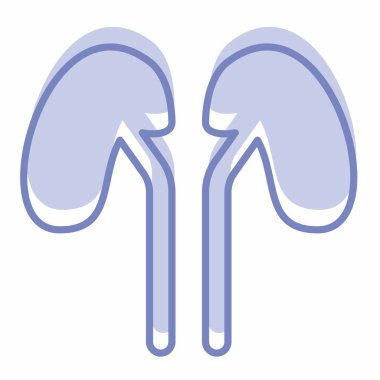 Böbreğin Simge Vektörü - İki Ton Biçimi - Basit illüstrasyon, Düzenlenebilir vuruş, Tasarım şablonu vektörü, baskılar, posterler, reklamlar, duyurular, bilgi grafikleri vs..