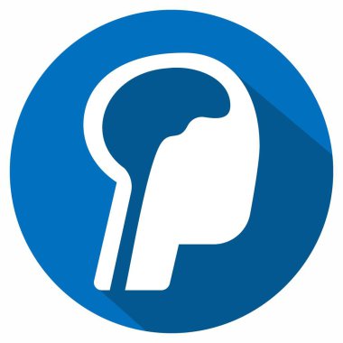 Beyin 2 - Uzun Gölge Biçimi - Basit illüstrasyon, Düzenlenebilir vuruş, Tasarım şablonu vektörü, baskılar, posterler, reklamlar, duyurular, bilgi grafikleri vs..