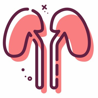 Böbrek Simgesi Vektörü - MBE Biçimi - Basit illüstrasyon, Düzenlenebilir vuruş, Tasarım şablonu vektörü, baskılar, posterler, reklamlar, duyurular, bilgi grafikleri vs..