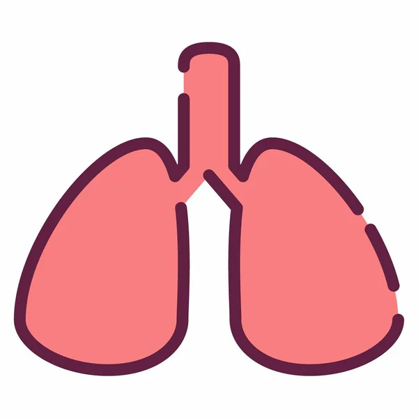 Icon Vector Lungs Line Cut Style Простая Иллюстрация Редактируемый Штрих — стоковый вектор