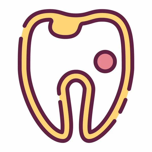 Icona Vettoriale Del Dente Cavo Stile Taglio Linea Illustrazione Semplice — Vettoriale Stock