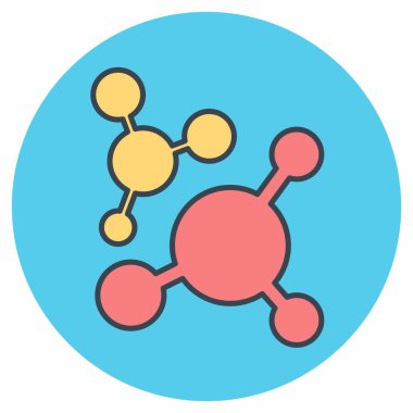 Molekül 2 'nin Simge Vektörü - Renk Eşi Biçimi - Basit illüstrasyon, Düzenlenebilir vuruş, Tasarım şablonu vektörü, baskılar, posterler, reklamlar, duyurular, bilgi grafikleri, vs..