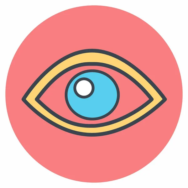 Icon Vector Eye Color Mate Style Simple Illustration Editable Stroke — 스톡 벡터