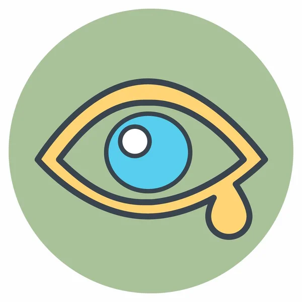 Icon Vector Eye Exam Color Mate Style Simple Illustration Editable — 스톡 벡터