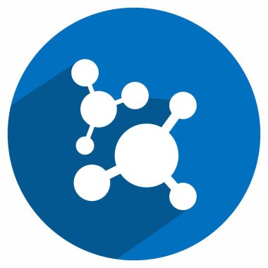 Molekül 2 'nin Simge Vektörü - Uzun Gölge Biçimi - Basit illüstrasyon, Düzenlenebilir vuruş, Tasarım şablonu vektörü, baskılar, posterler, reklamlar, duyurular, bilgi grafikleri vs..