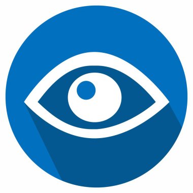 Göz Simge Vektörü - Uzun Gölge Biçimi - Basit illüstrasyon, Düzenlenebilir vuruş, Tasarım şablonu vektörü, baskılar, posterler, reklamlar, duyurular, bilgi grafikleri vs..