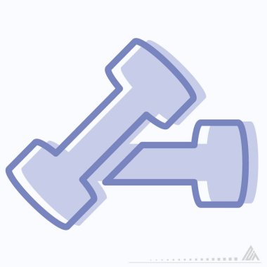 Simge Barbell - İki Ton Biçimi - Basit illüstrasyon, Düzenlenebilir vuruş, Tasarım şablonu vektörü, baskılar, posterler, reklamlar, duyurular, bilgi grafikleri vs..