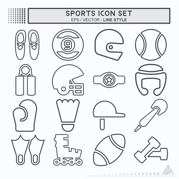 Set Icon Sports Linienstil Einfache Illustration Editierbarer Strich Designschablonen Vektor — Stockvektor