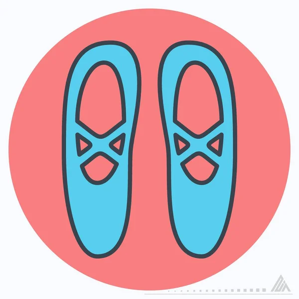 Icono Zapatos Ballet Color Mate Style Ilustración Simple Carrera Editable — Vector de stock