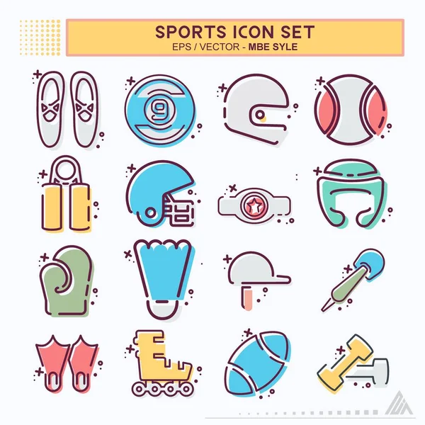 Set Icon Sports Mbe Syle Einfache Illustration Editierbarer Strich Designvorlagenvektor — Stockvektor