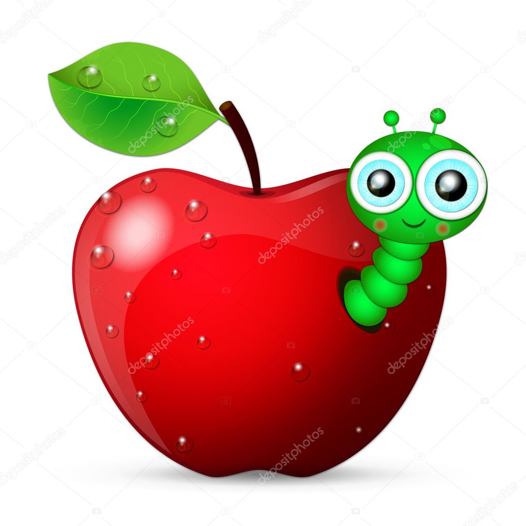 Worm coming out of an apple — Stock Vector © Iaroslav_Brylov ...