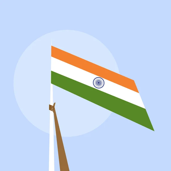 Une Main Tenant Drapeau Tricolore Indien Concept Fête Indépendance Indienne — Image vectorielle