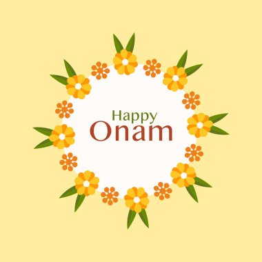 Çiçek tasarımlarıyla onam festivali selamları. Onam, Hindistan 'ın Kerala kentinde düzenlenen geleneksel bir festivaldir.