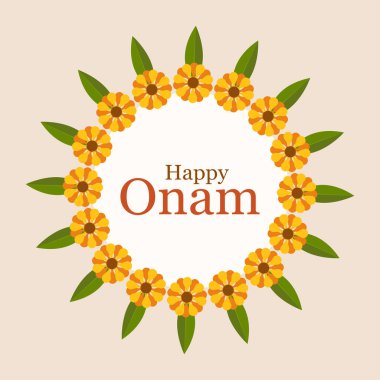 Çiçek tasarımlarıyla onam festivali selamları. Onam, Hindistan 'ın Kerala kentinde düzenlenen geleneksel bir festivaldir.