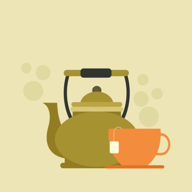 Bir fincan sıcak çay ve bir çaydanlık.