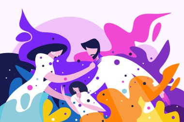 Bir grup insan Holi festivalini birbirlerine renkler atarak kutluyor.