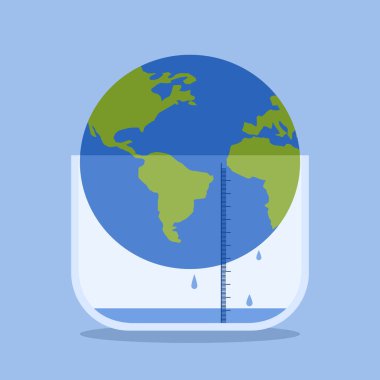 Yeryüzünden eriyen suyu ölçen bir kavanoz. Küresel ısınma kavramı