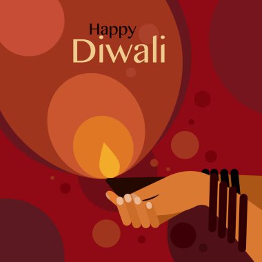 Diwali gaz lambalarını tutan bir el. Hindistan Diwali Festivali 'ne selamlar.