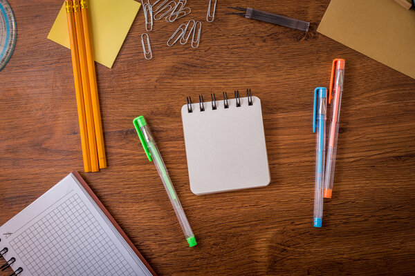 Notebook with school supplies