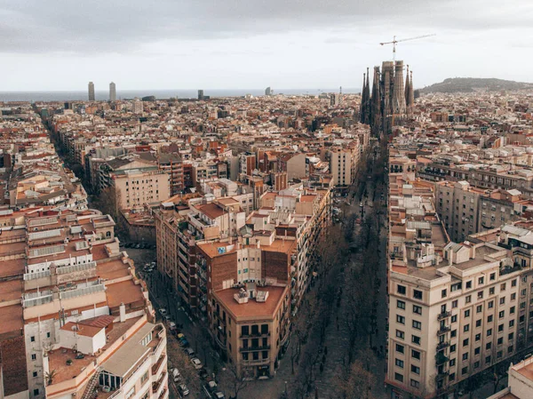 Sagrada Familia Панорама Вид Місто Варцелона Сутінках Хребет — стокове фото